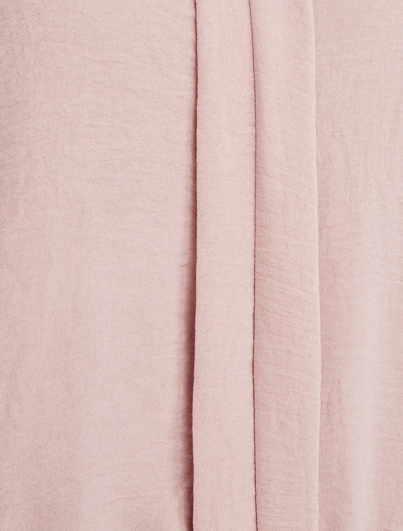 Top uni à col V - Vieux rose