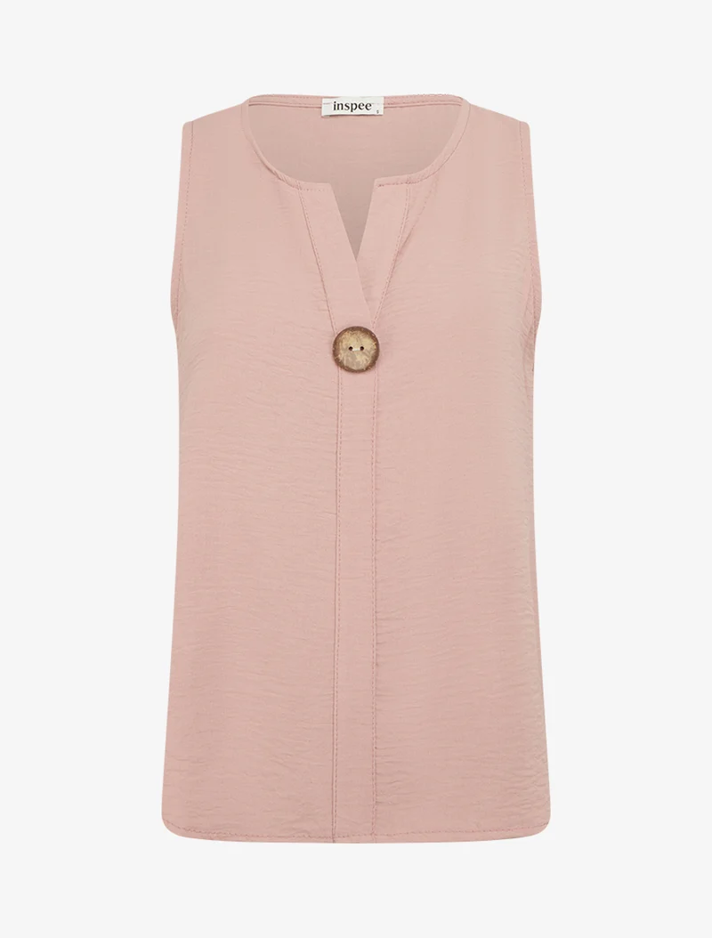 Top droit sans manches à bouton - Rose