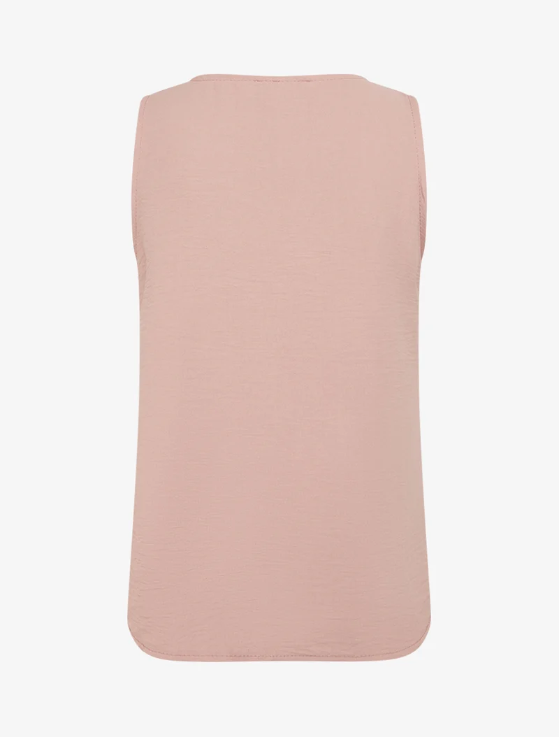 Top droit sans manches à bouton - Rose