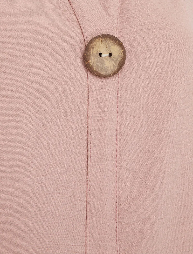 Top droit sans manches à bouton - Rose