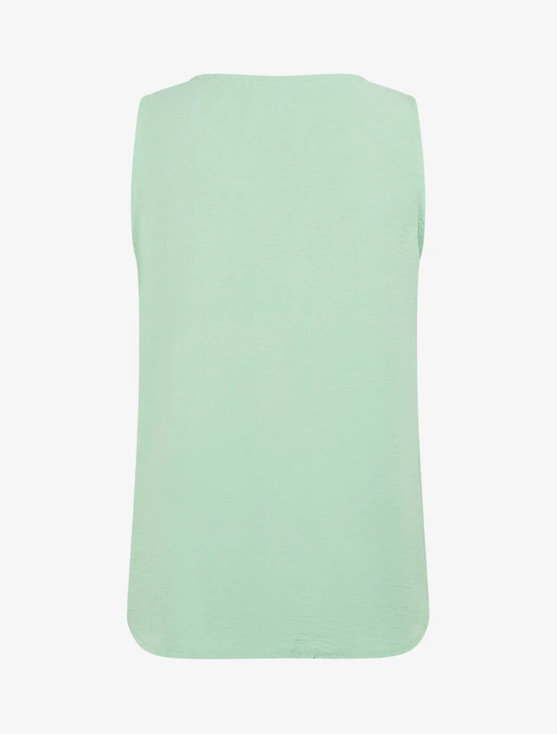 Top droit sans manches à bouton - Vert d'eau