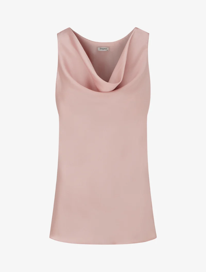Top satiné sans manches col bénitier - Vieux rose