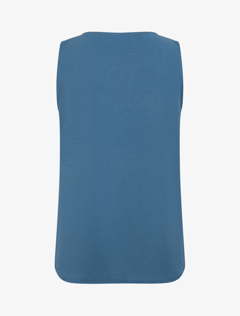 Top droit sans manches à bouton - Bleu foncé
