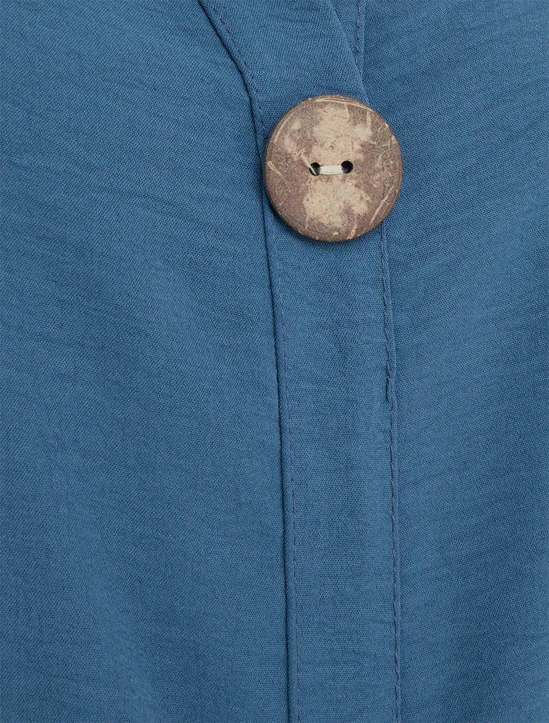 Top droit sans manches à bouton - Bleu foncé