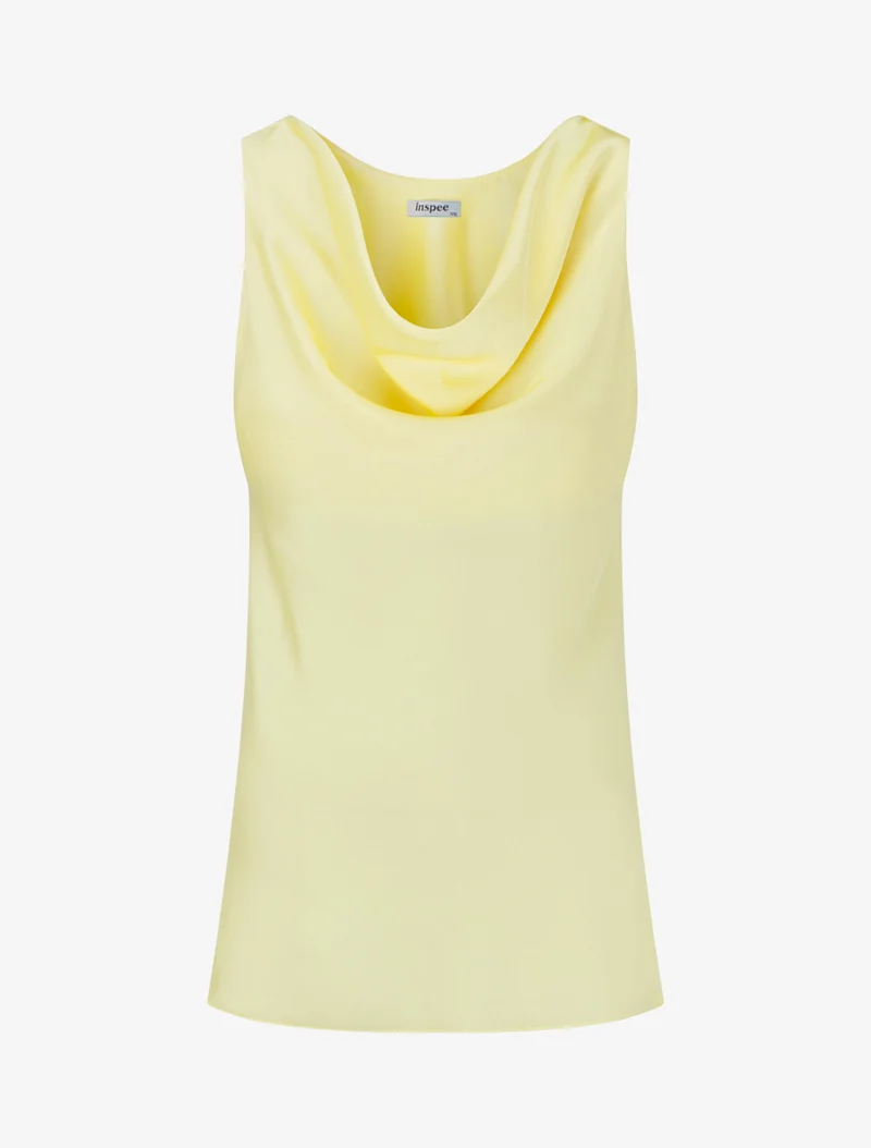 Top satiné sans manches col bénitier - Jaune citron