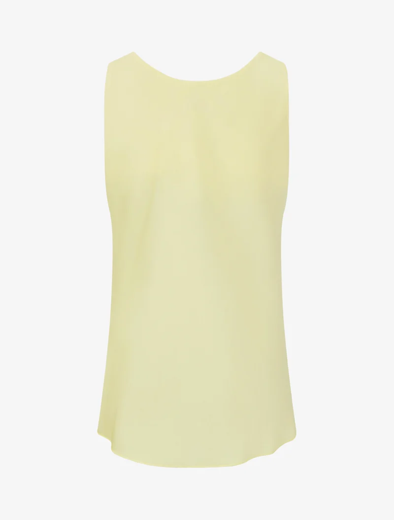 Top satiné sans manches col bénitier - Jaune citron