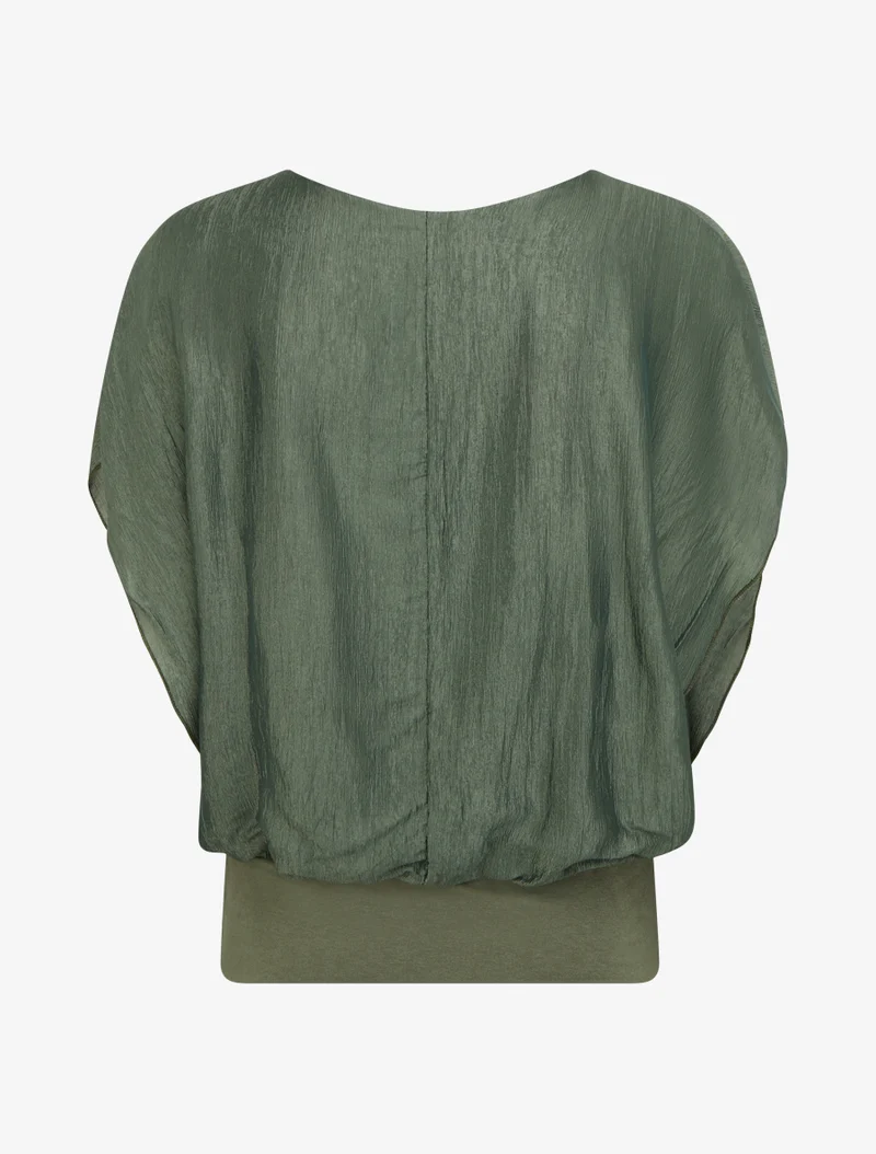 Top boule en tissu texturé - Kaki