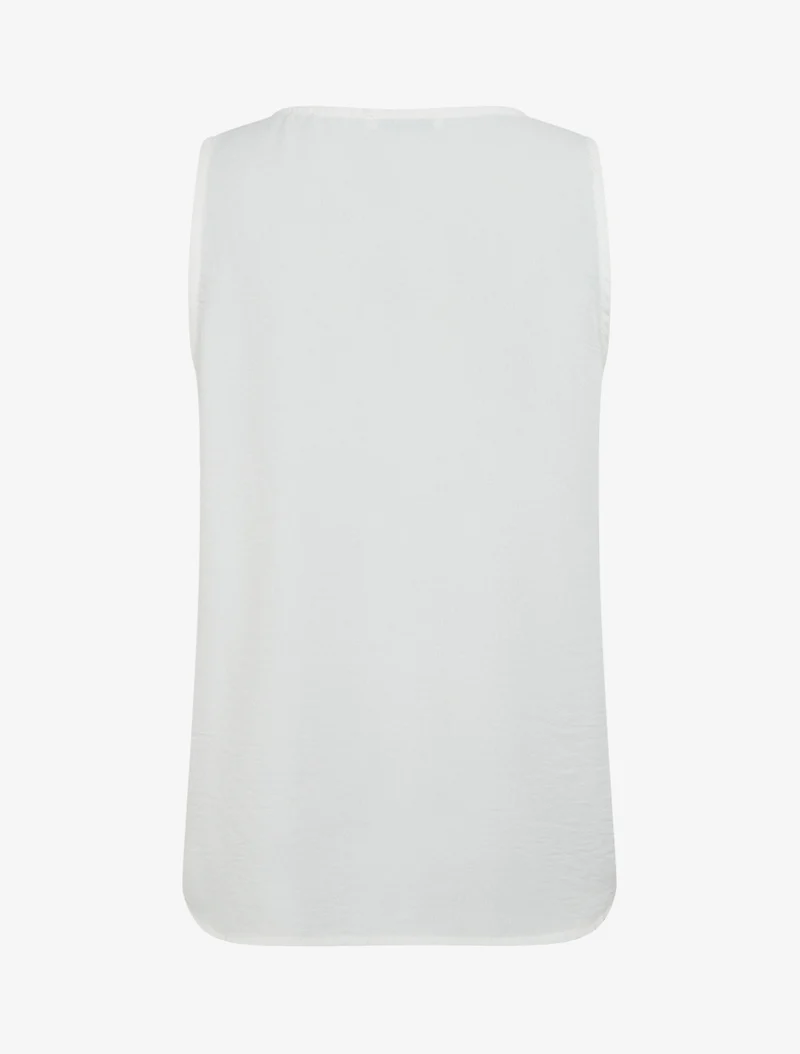 Top droit sans manches à bouton - Blanc