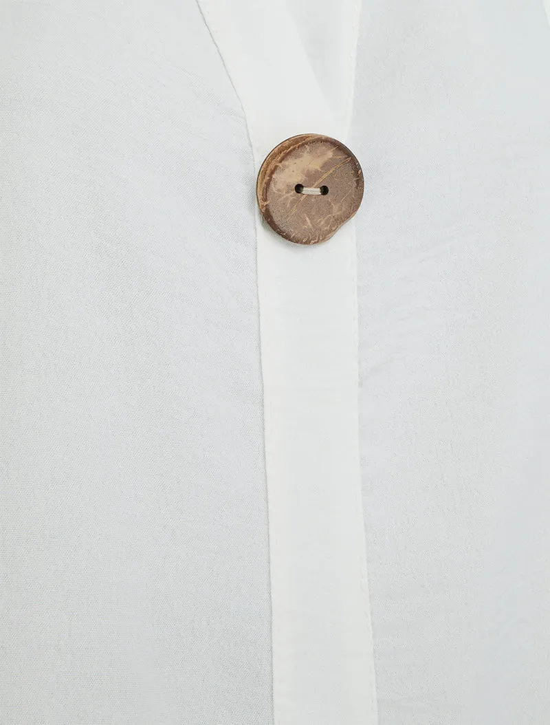 Top droit sans manches à bouton - Blanc