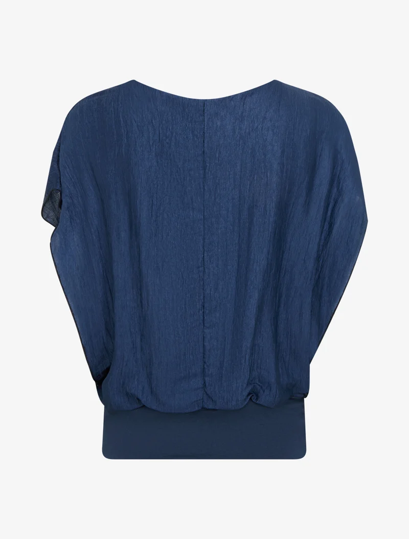 Top boule en tissu texturé - Bleu foncé