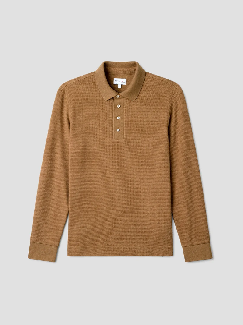 Polo manches longues col boutonné