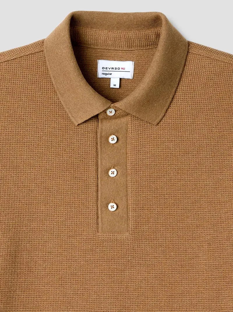 Polo manches longues col boutonné