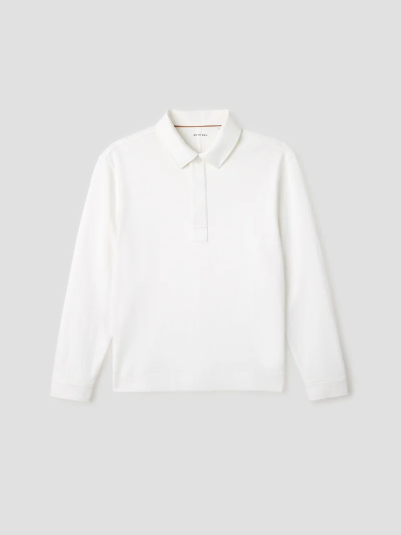 Polo manches longues col boutonné
