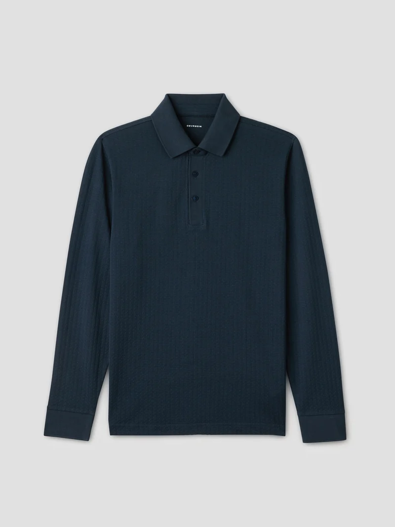 Polo manches longues col boutonné