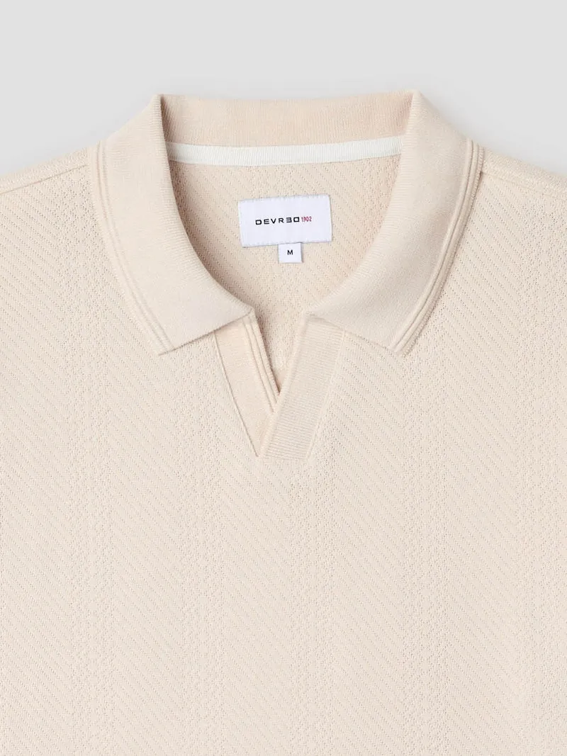 Polo manches longues col ouvert en coton
