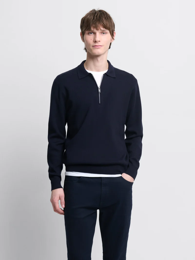 Pull col polo zippé en viscose certifiée