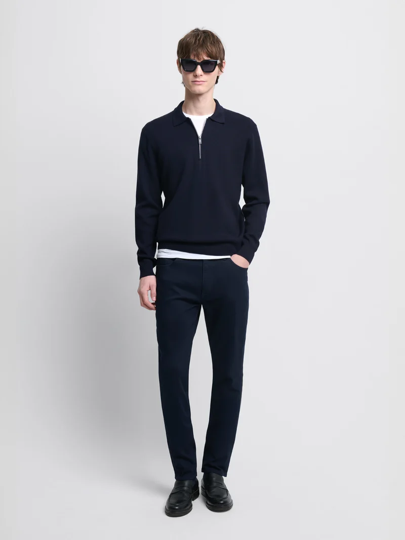 Pull col polo zippé en viscose certifiée