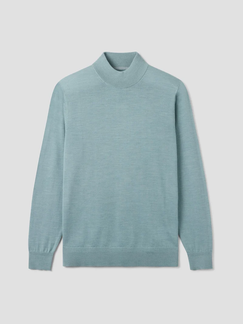 Pull col cheminée en laine Mérinos