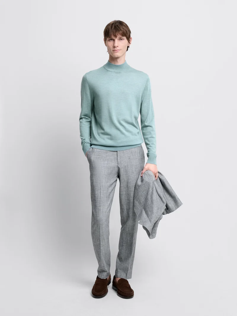 Pull col cheminée en laine Mérinos