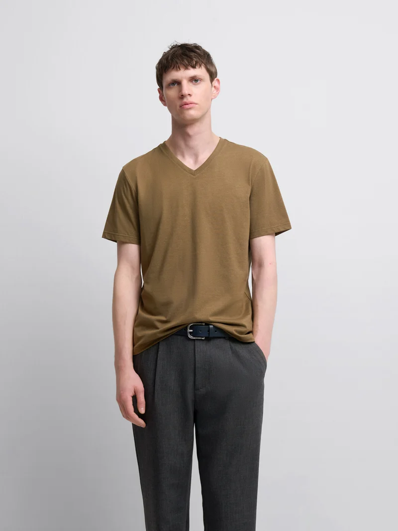 T-shirt col V mélange coton Supima®