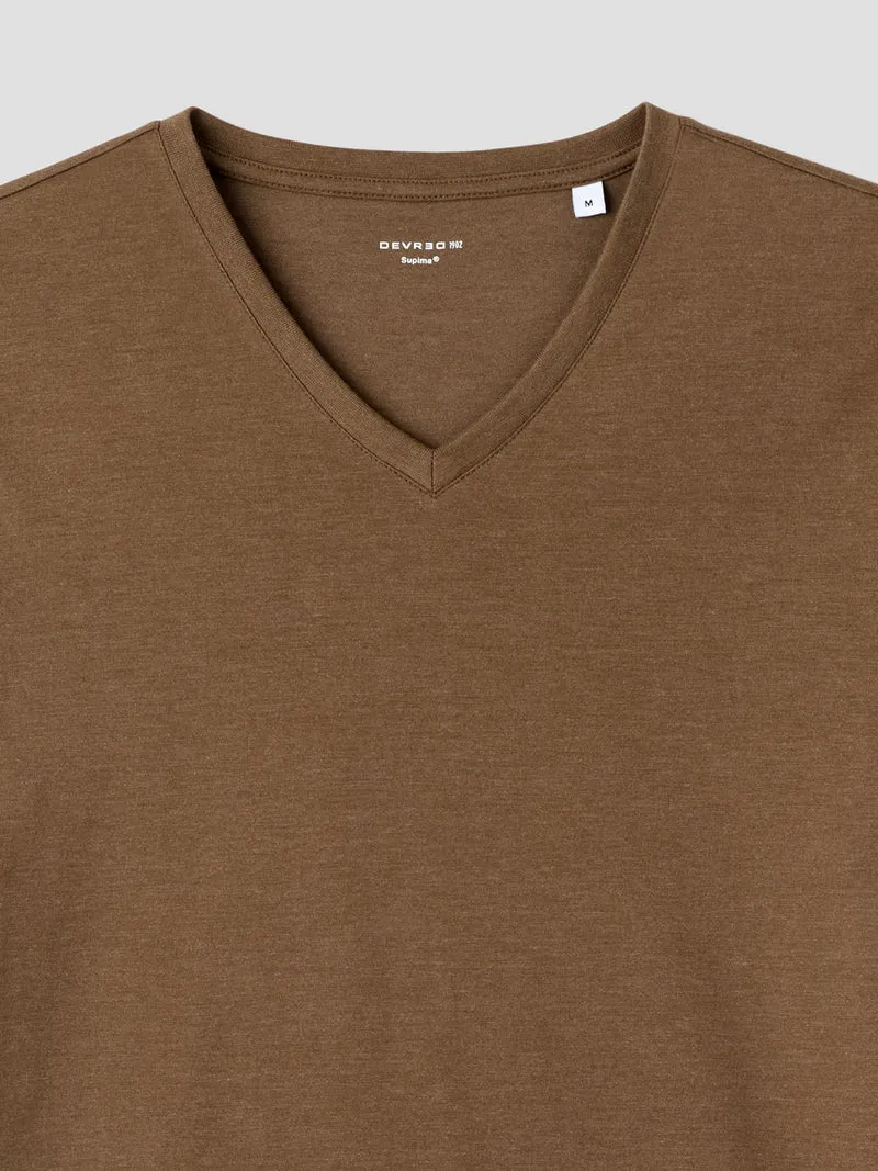 T-shirt col V mélange coton Supima®