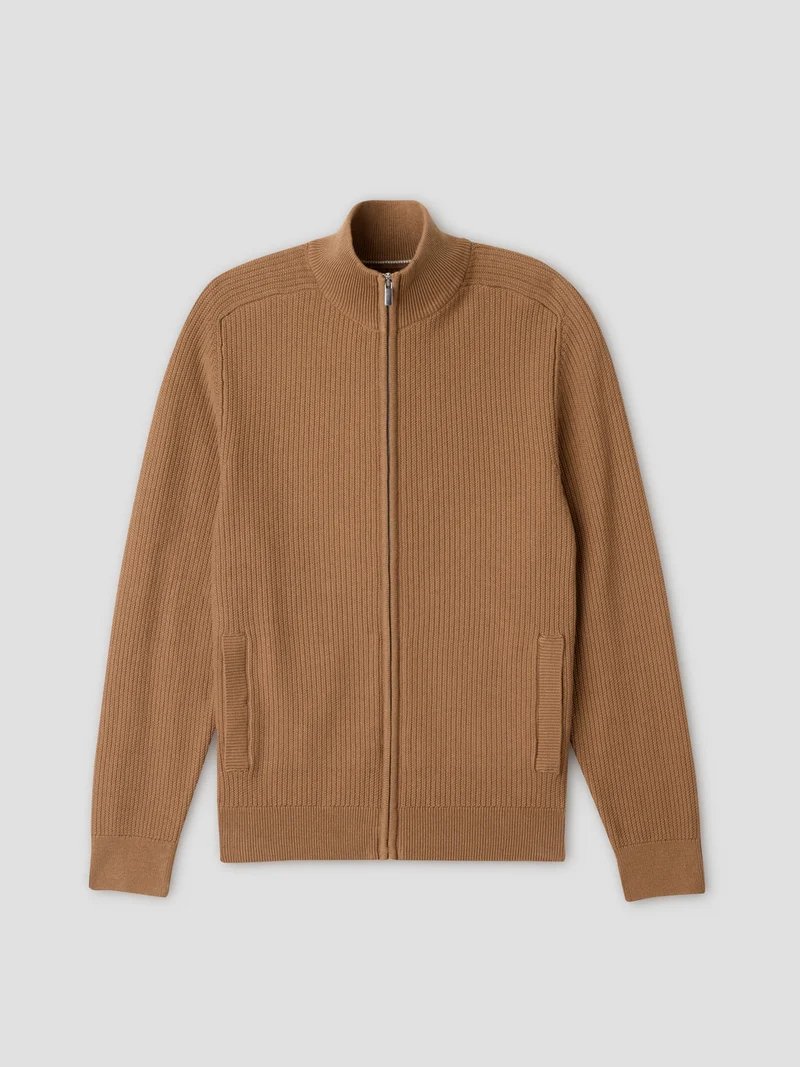Cardigan col montant zippé en coton bio