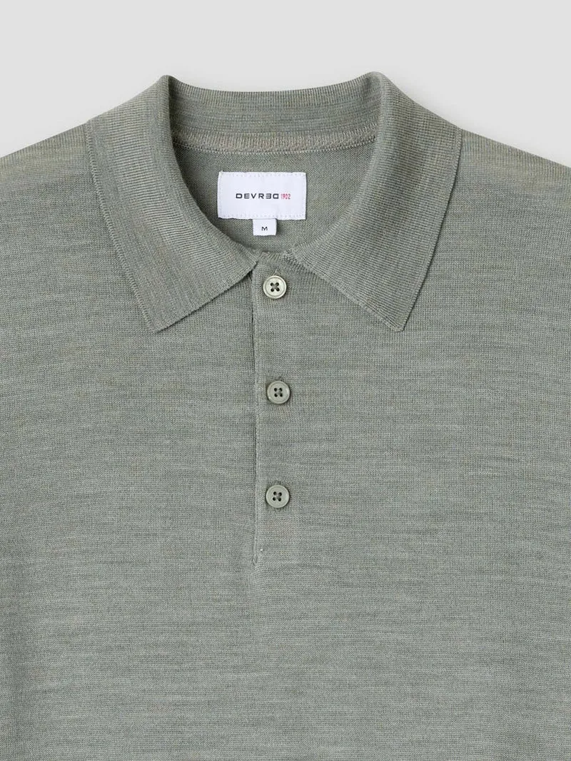 Pull col polo boutonné en laine Mérinos