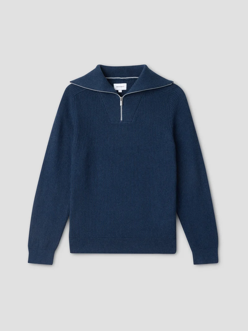 Pull col camionneur zippé en coton bio