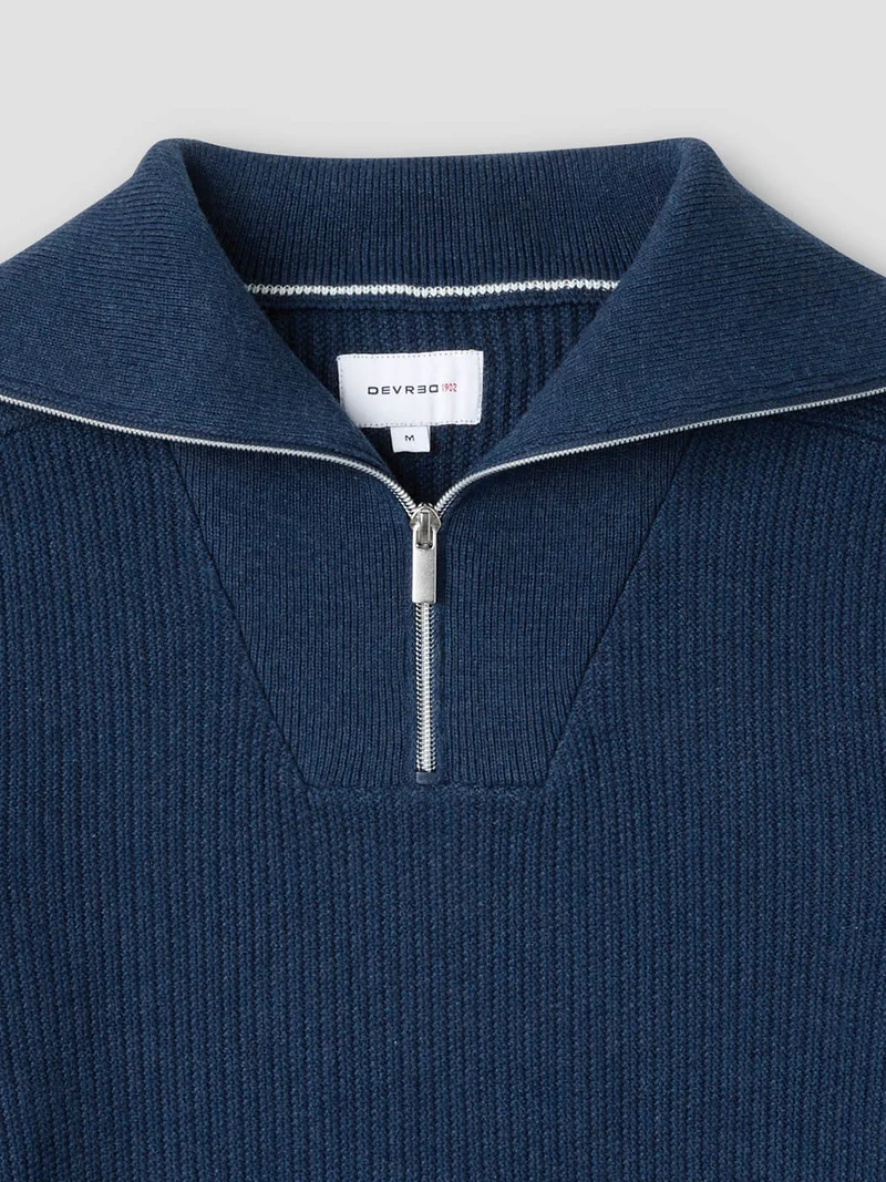 Pull col camionneur zippé en coton bio