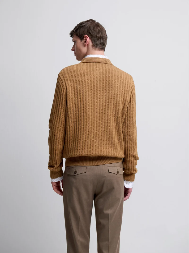 Pull col polo boutonné en coton bio