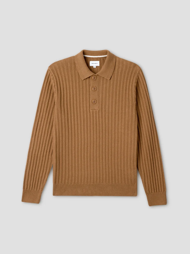 Pull col polo boutonné en coton bio
