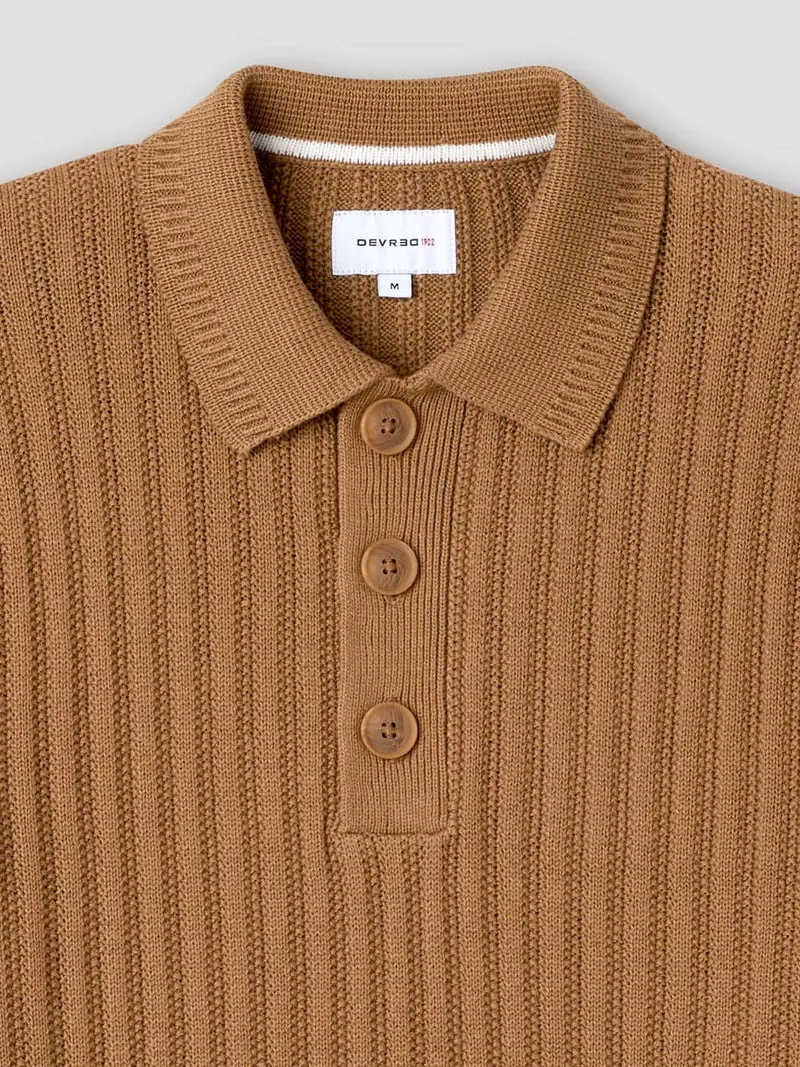 Pull col polo boutonné en coton bio