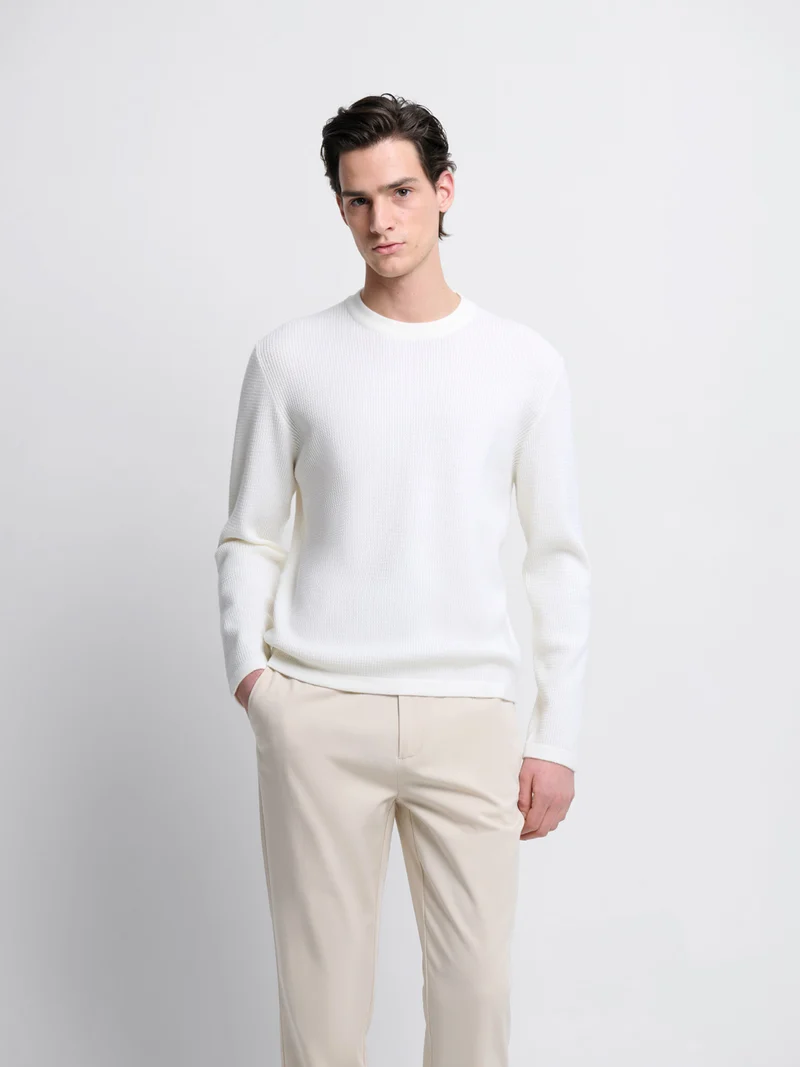 Pull col rond en maille torsadée