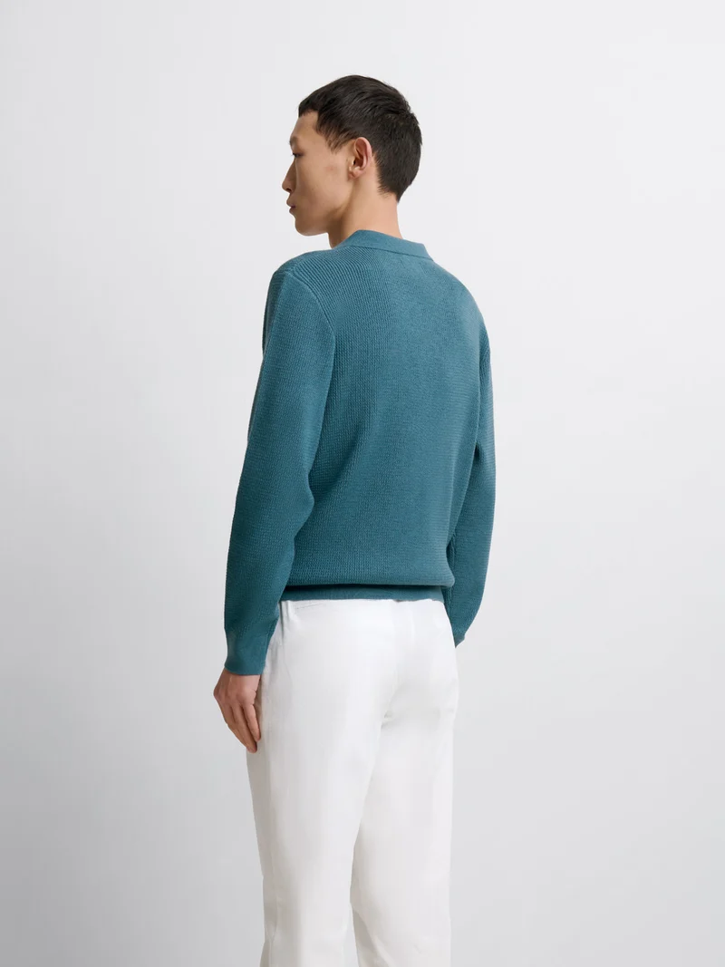 Pull col polo ouvert