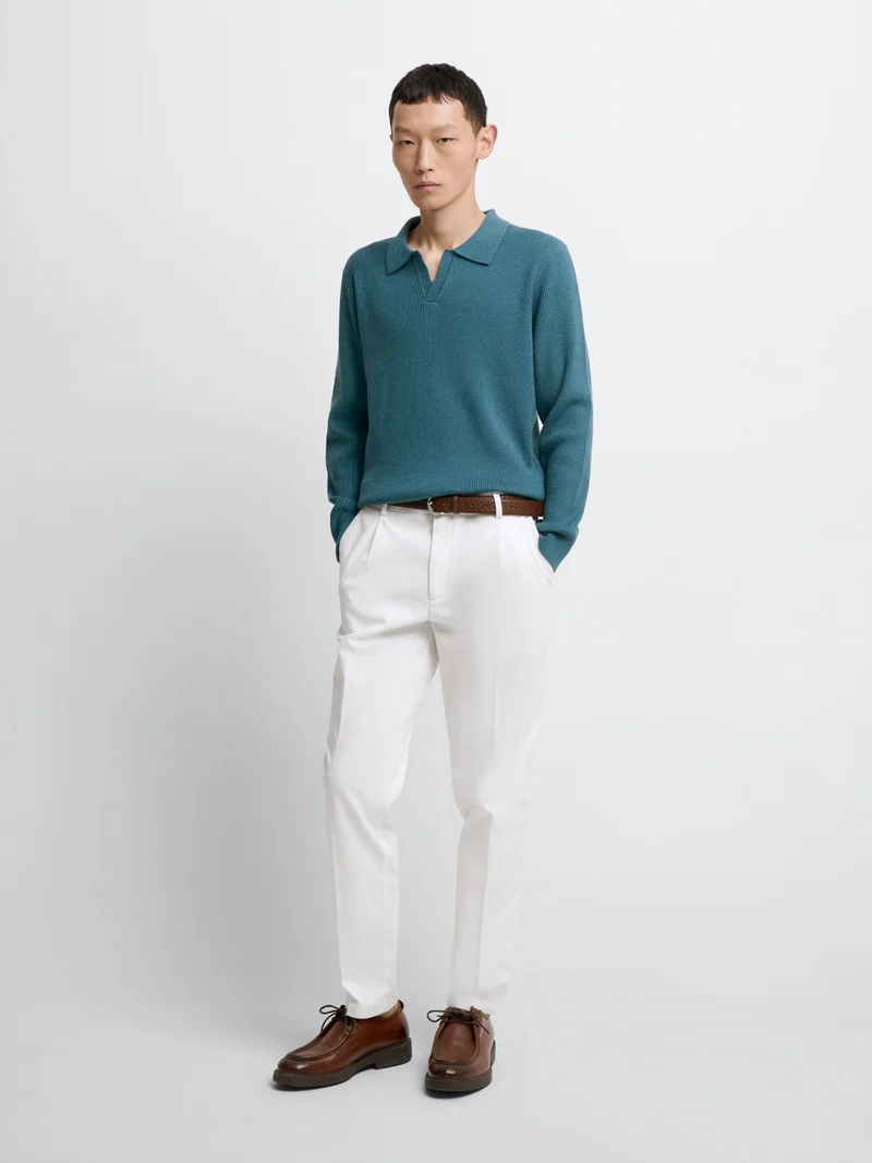 Pull col polo ouvert