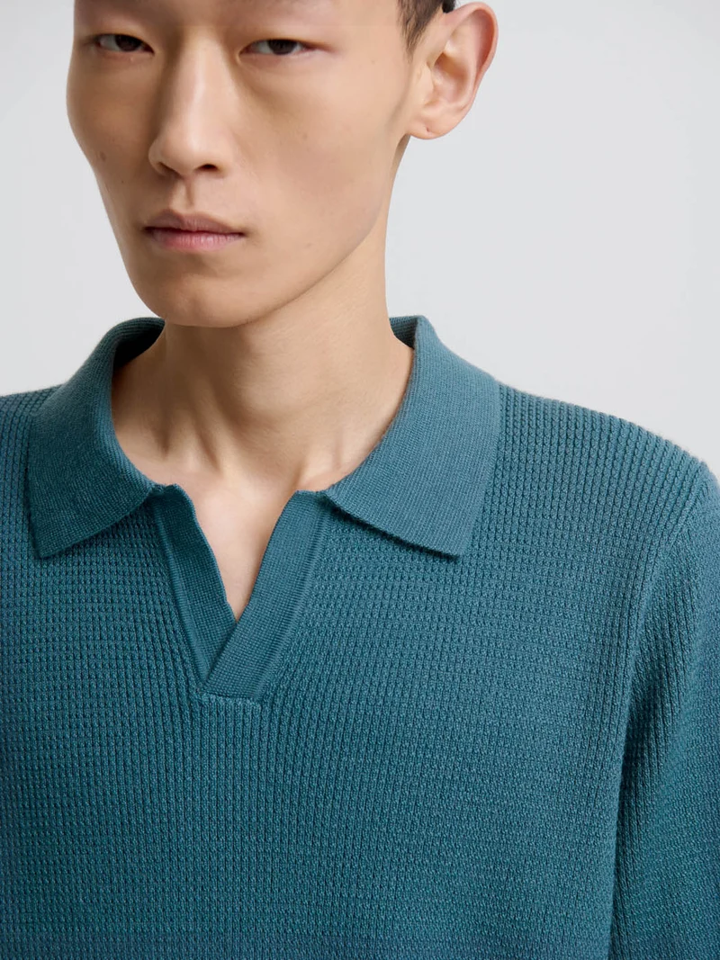 Pull col polo ouvert