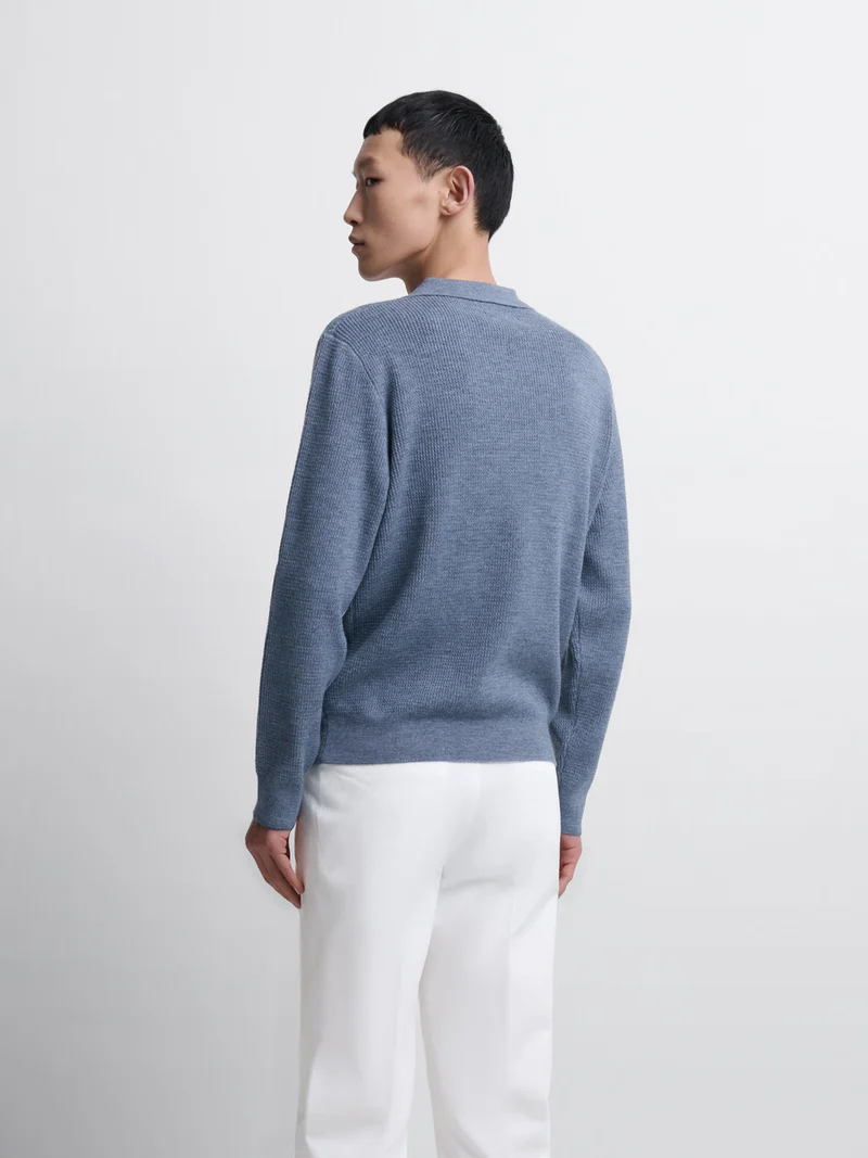 Pull col polo ouvert