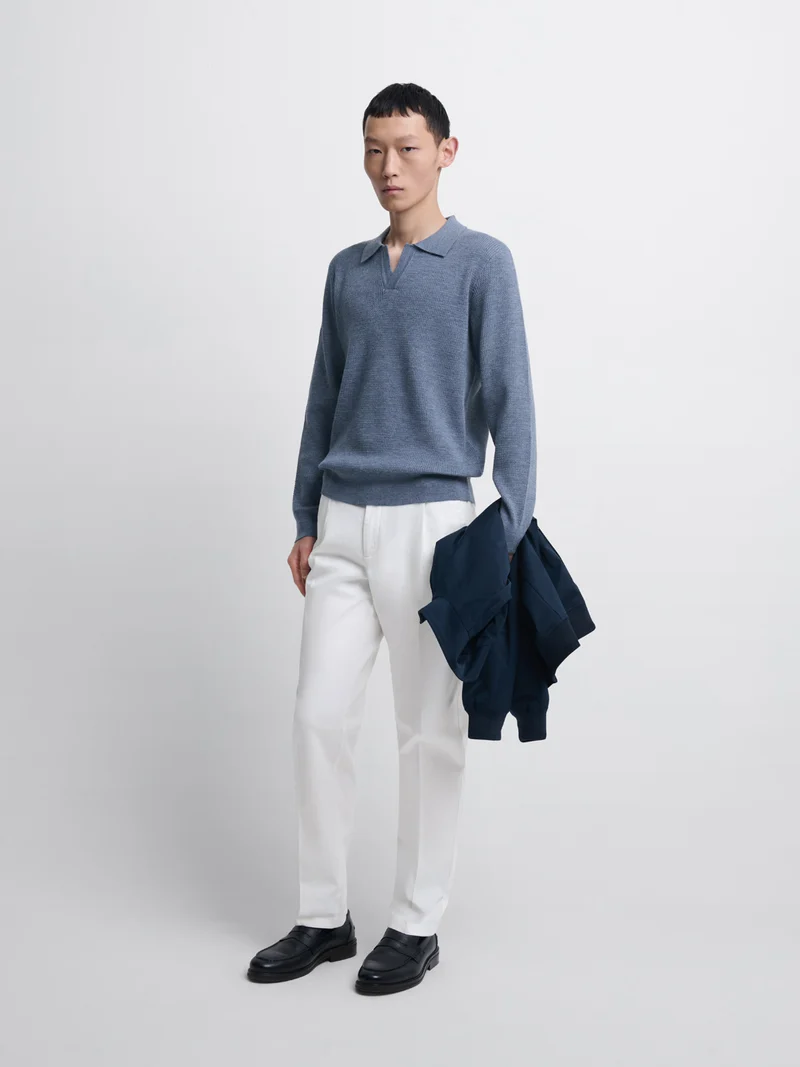 Pull col polo ouvert
