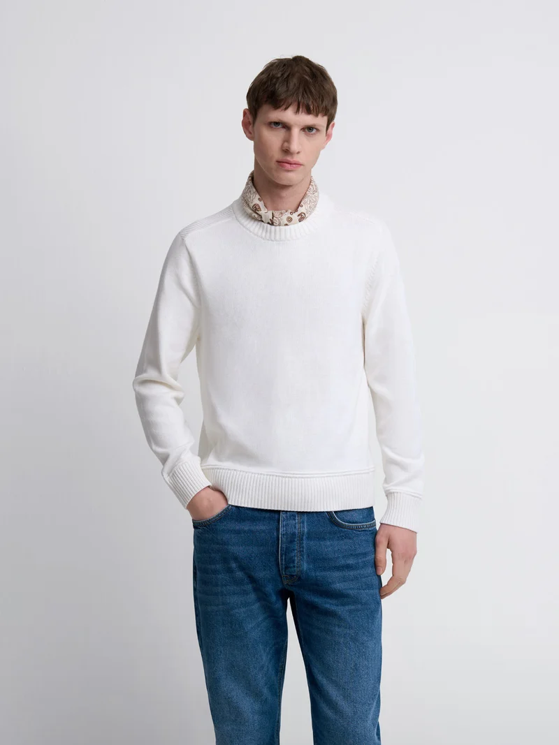Pull col rond en coton bio