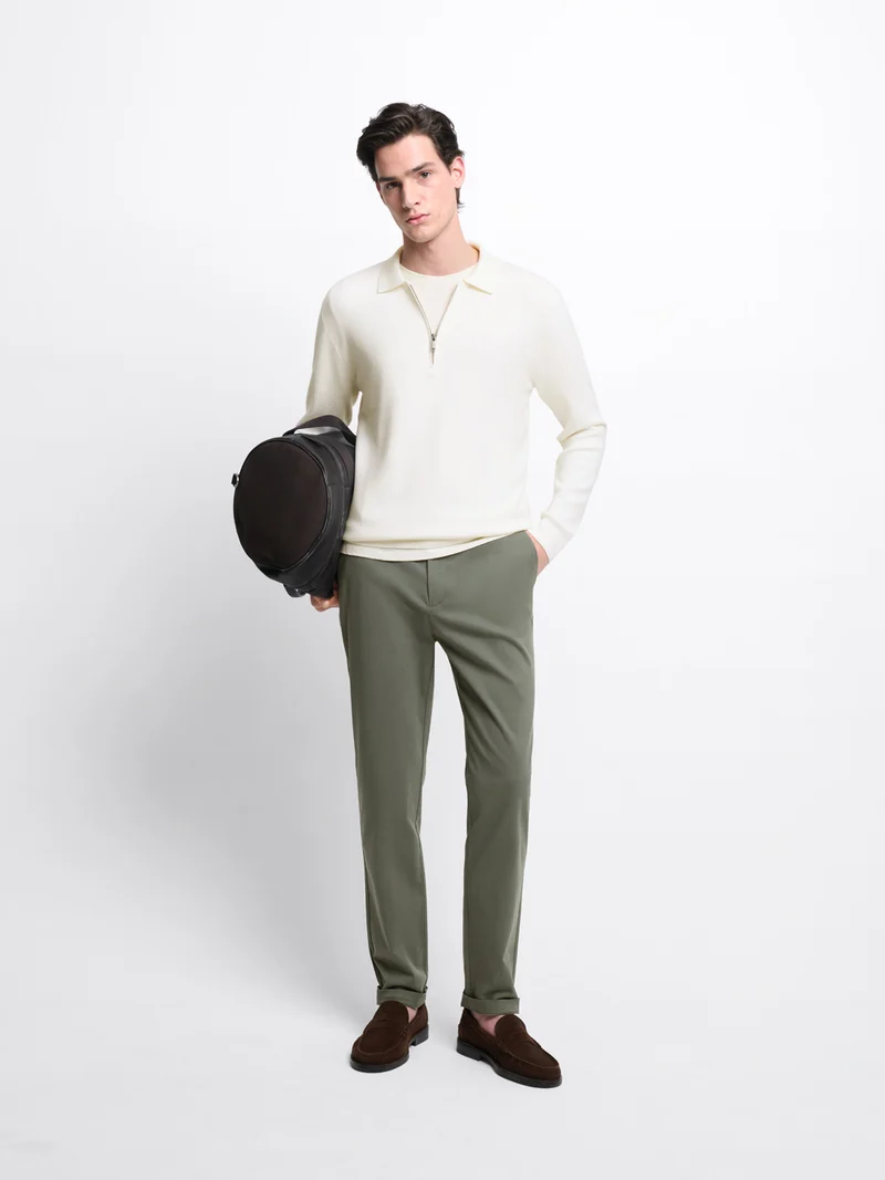 Pull col polo zippé en viscose certifiée