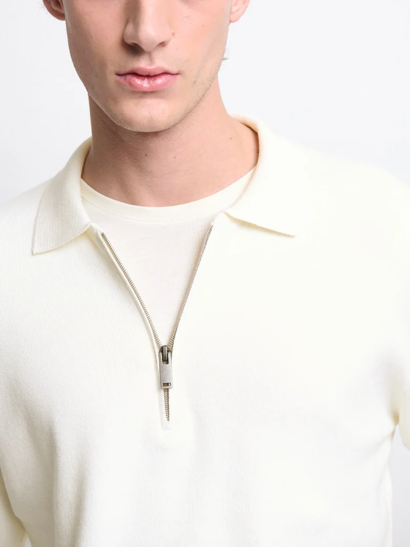 Pull col polo zippé en viscose certifiée