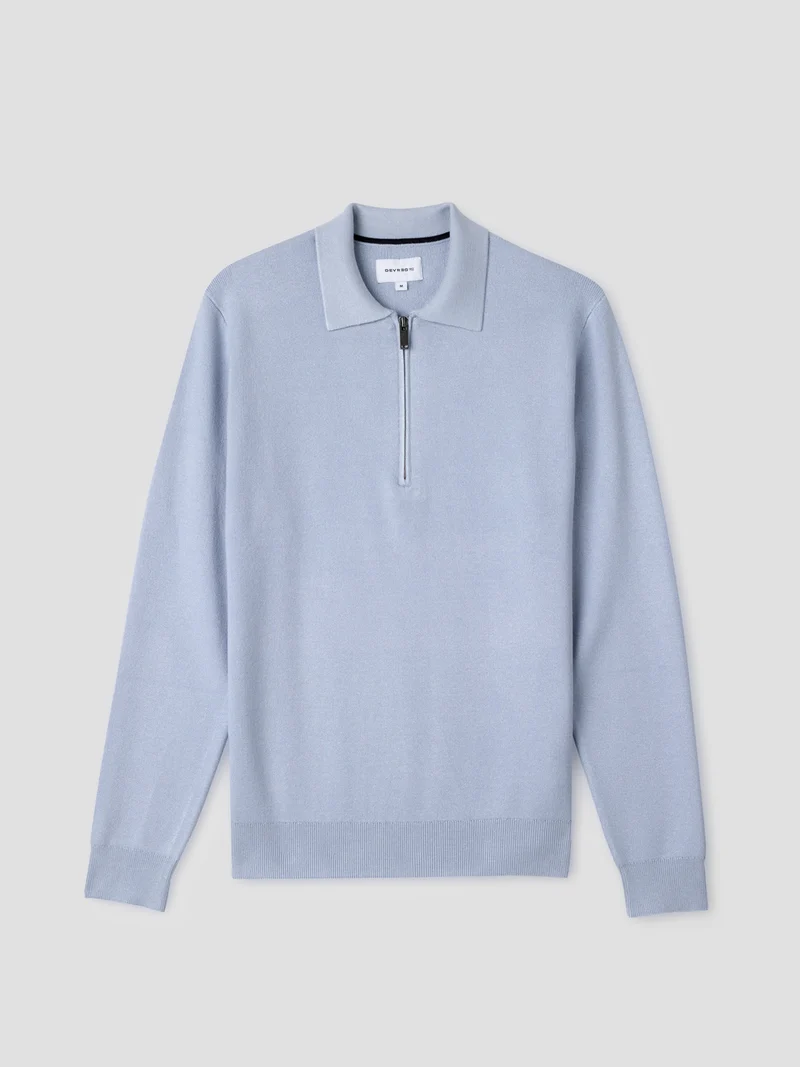 Pull col polo zippé en viscose certifiée