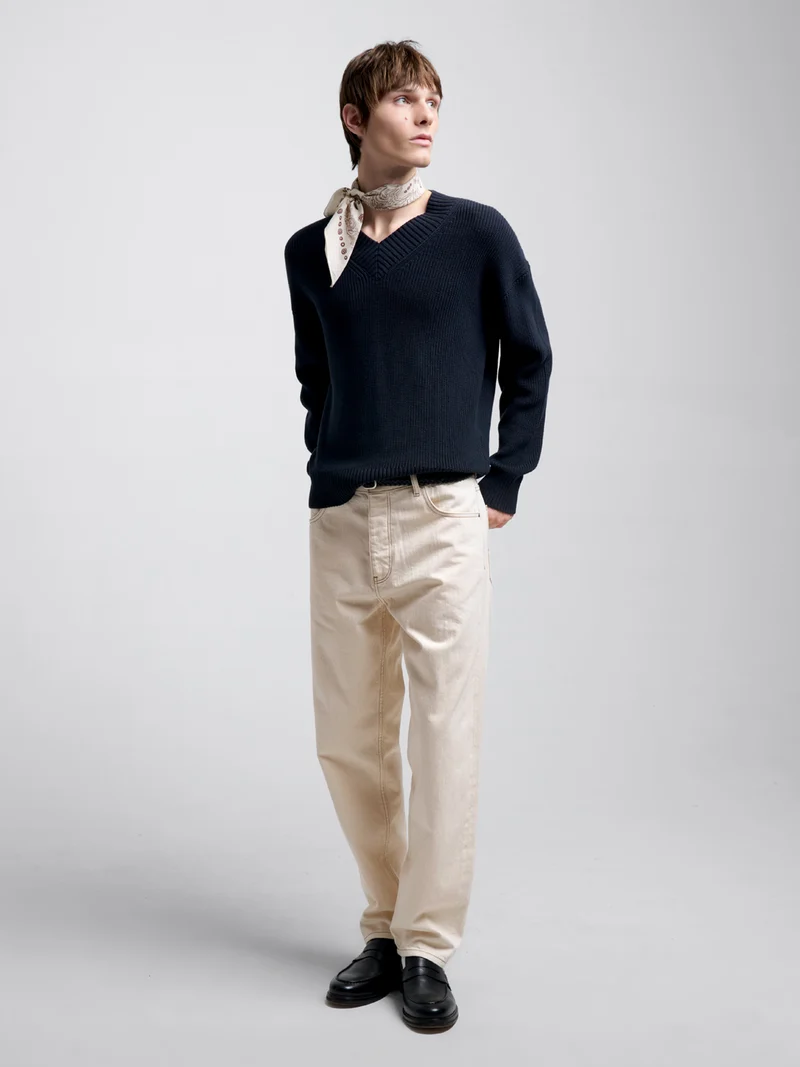 Pull col V en maille perlée - L'atelier