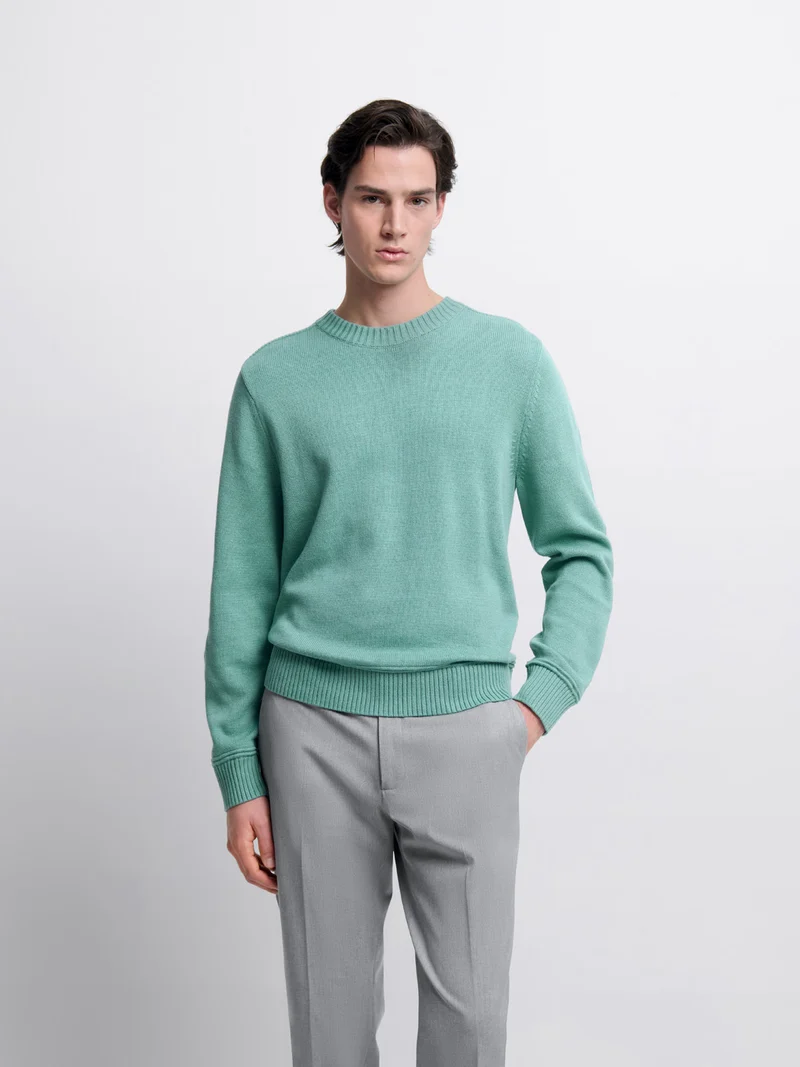 Pull col rond en coton bio