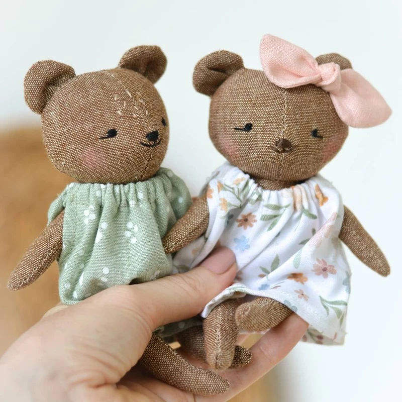 Patron de couture PDF | Mini poupées ours, panda et lion | Mes Petites Lunes
