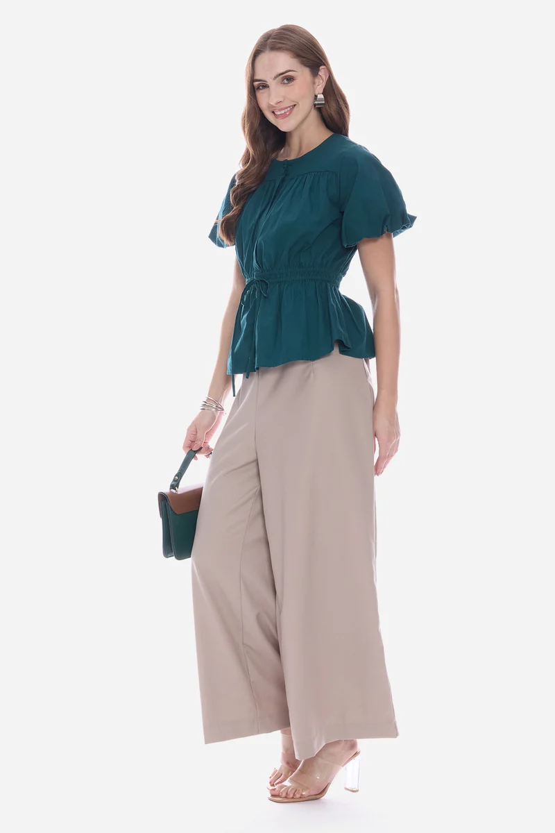 Nasy|100% Cotton Waist Tie-Up Top
