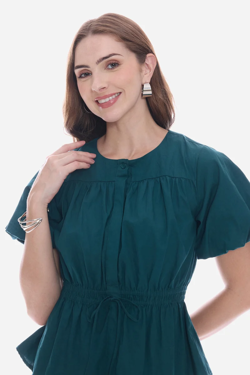 Nasy|100% Cotton Waist Tie-Up Top