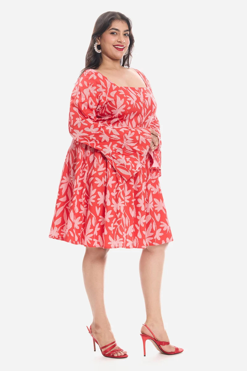 Pema|Cotton Godet Mini Dress With Puff Sleeves