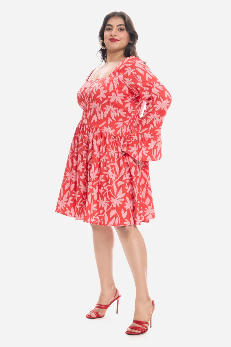 Pema|Cotton Godet Mini Dress With Puff Sleeves