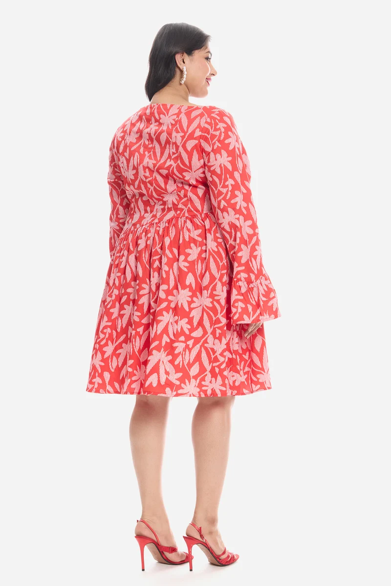 Pema|Cotton Godet Mini Dress With Puff Sleeves